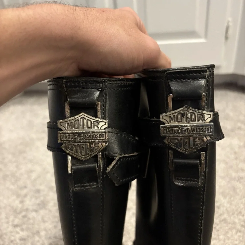 Harley Davidson Boots Mens 9 M Motorcycle Tall Leather Lace Up Buckle Biker USA